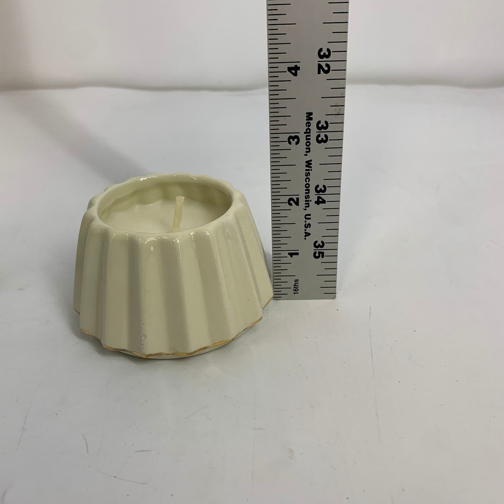 Ceramic Christmas Tree Candle Holder Gold Trimmed Holiday Decor - Picture 7 of 9